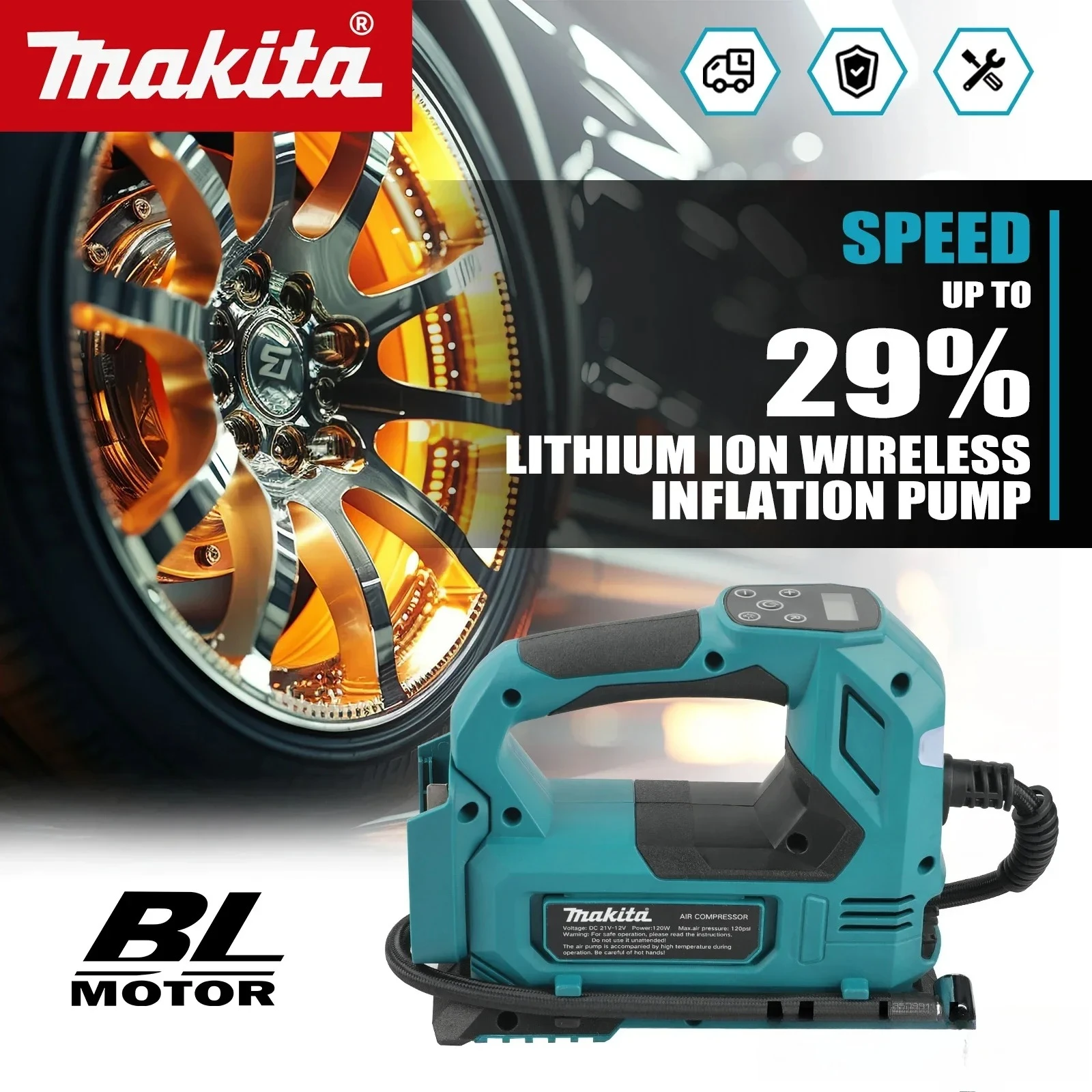 Makita DYS59 Electric Air Pump Car Tire Handheld Air Compressor  Automatic Cordless Inflator For Makita 18V Battery(No Battery)