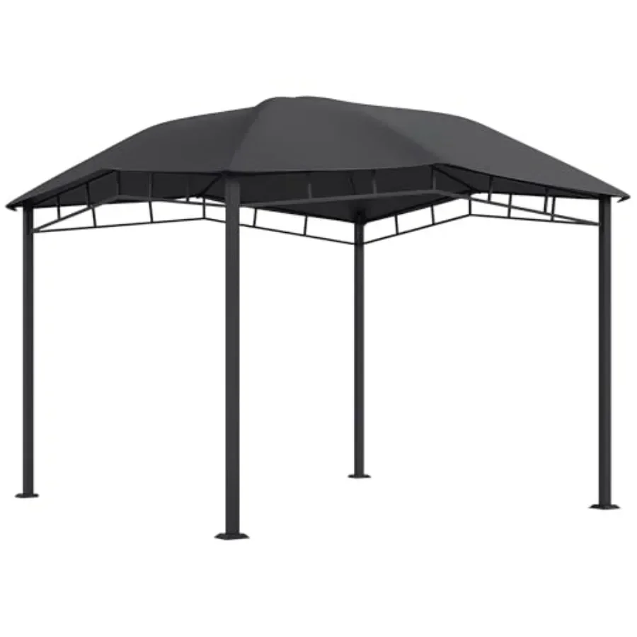 10' x 10' t Top Patio Gazebo Outdoor  with Unique Geometric Design Roof All-Weather Steel Fe Gray