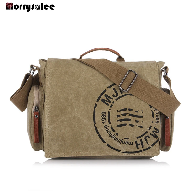 Men Handbag Cotton Canvas Bag Fashion Shoulder Bags Messenger Bag Version of Casual Flap Cell Phone Pocket,interior Slot Pocket