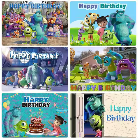 Disney Monsters University Cartoon Backdrop Banner Funny Monster Theme Kids Boys Birthday Party Decor Photo Background Supplies