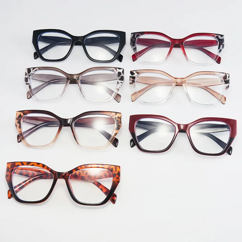 2024 New Fashion Cat Eye Glasses Trendy Personalized Contrast Color Stitching Anti-Blue Light Glasses image 3