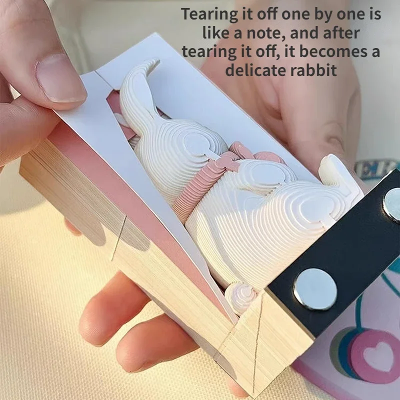 3D Calendar Figurines Cute Rabbit Memo Pad Notes Calendar Art Home Decoration For Girl Notepad Desk Dragon Paper Sculpture