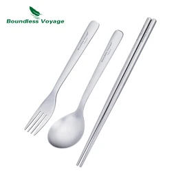 Boundless Voyage Titanium Flatware Camping Ultralight Cutlery Spoon Fork Chopsticks Set Portable Tableware 3PCS Ti1071T
