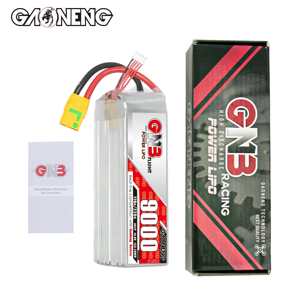 GAONENG-batería LiPo para coche, barco, Dron, Hobby RC, GNB, 9000MAH, 4S, 14,8 V, 110C, 220C, XT90, antichispa