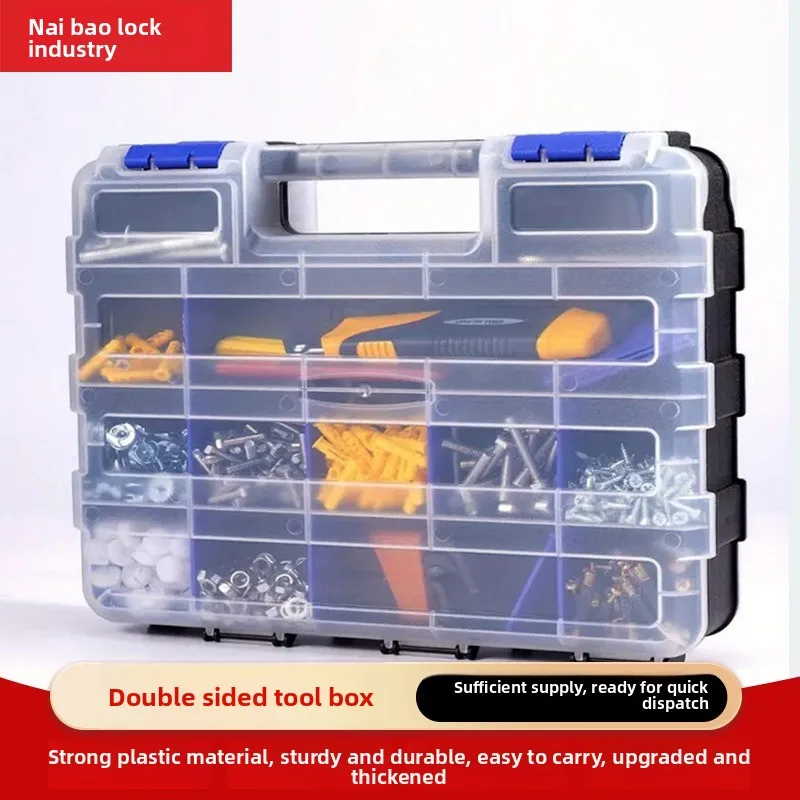 Double Sided Flip Plastic Parts Storage Box Multi Compartment Hardware Screw Accessory Organizer Case