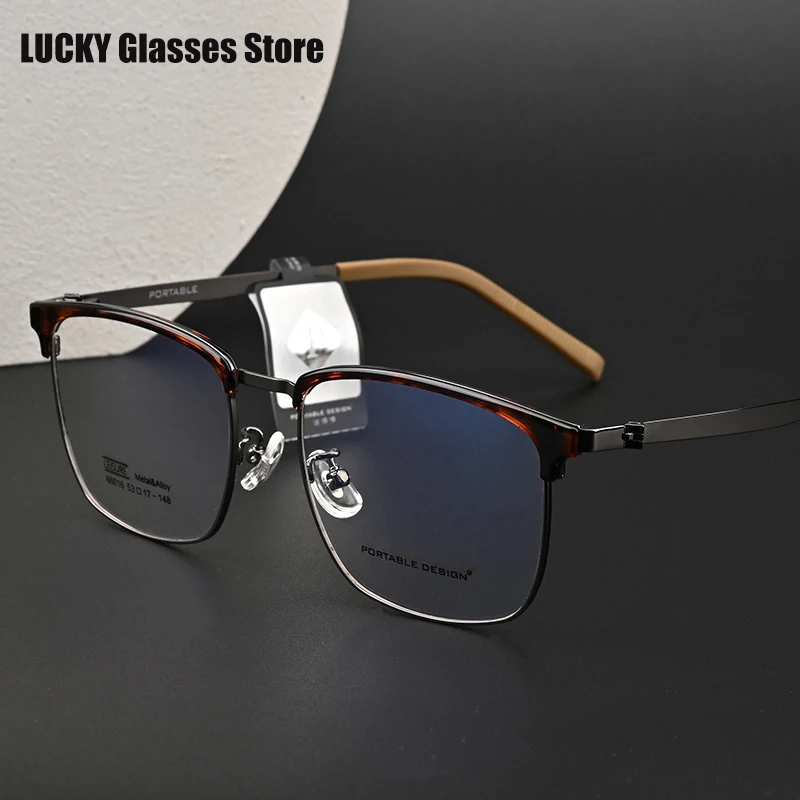 

Lucky Man Woman Luxury Fashion Square Full Frame Silicone Ultra Light Alloy Eyewear Optical Prescription Glasses Frames New