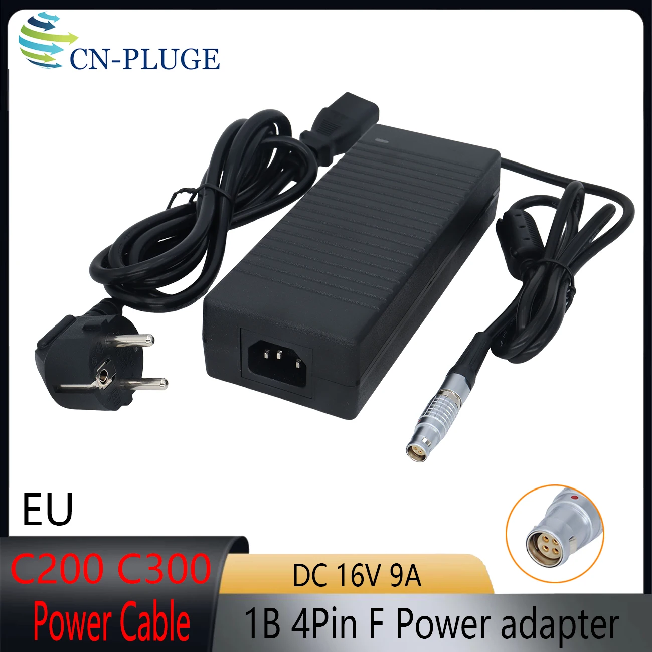 For C200 C300 Mark II Camera 16V DC power Adapter 4pin Female Power Cable, AC 110V-220V EU and US plugs