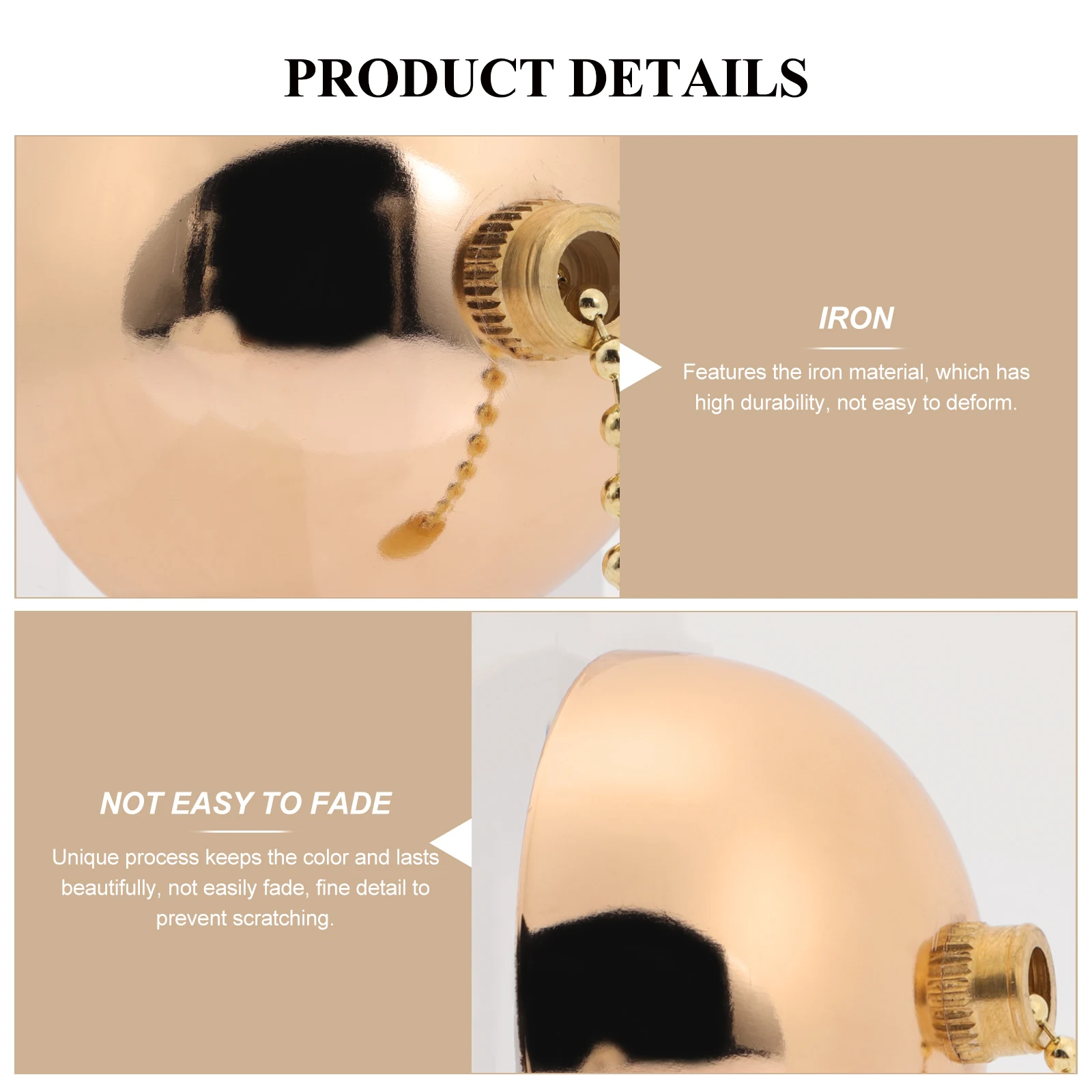 

2Pcs Lamp Pull Switch Golden Metal Rope Chain for Ceiling Fans Chandeliers Easy Install Clean Replacement Cord Switch