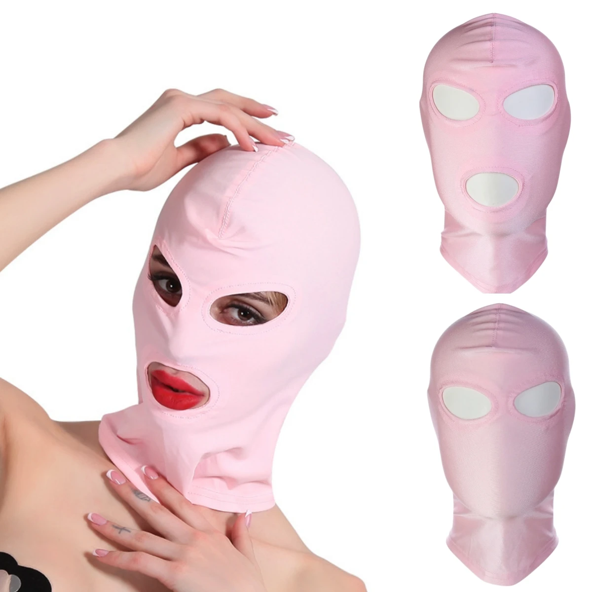 Pink Unisex Seamless Balaclava Cap Elastic Tactical Face Mask with Eye & Mouth Holes 4 Styles for Cosplay Party Headgear