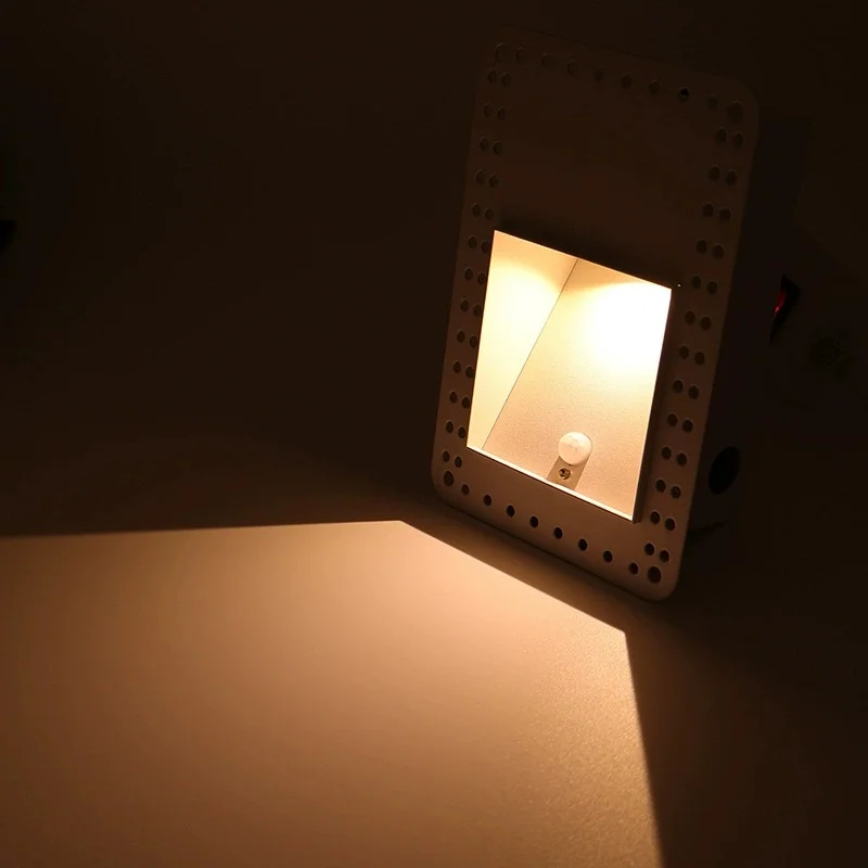 Borderless 3W Embedded LED Corner Light Indoor Staircase Human Body Sensing Wall Lamp Villa Staircase Corridor LED Step Lights
