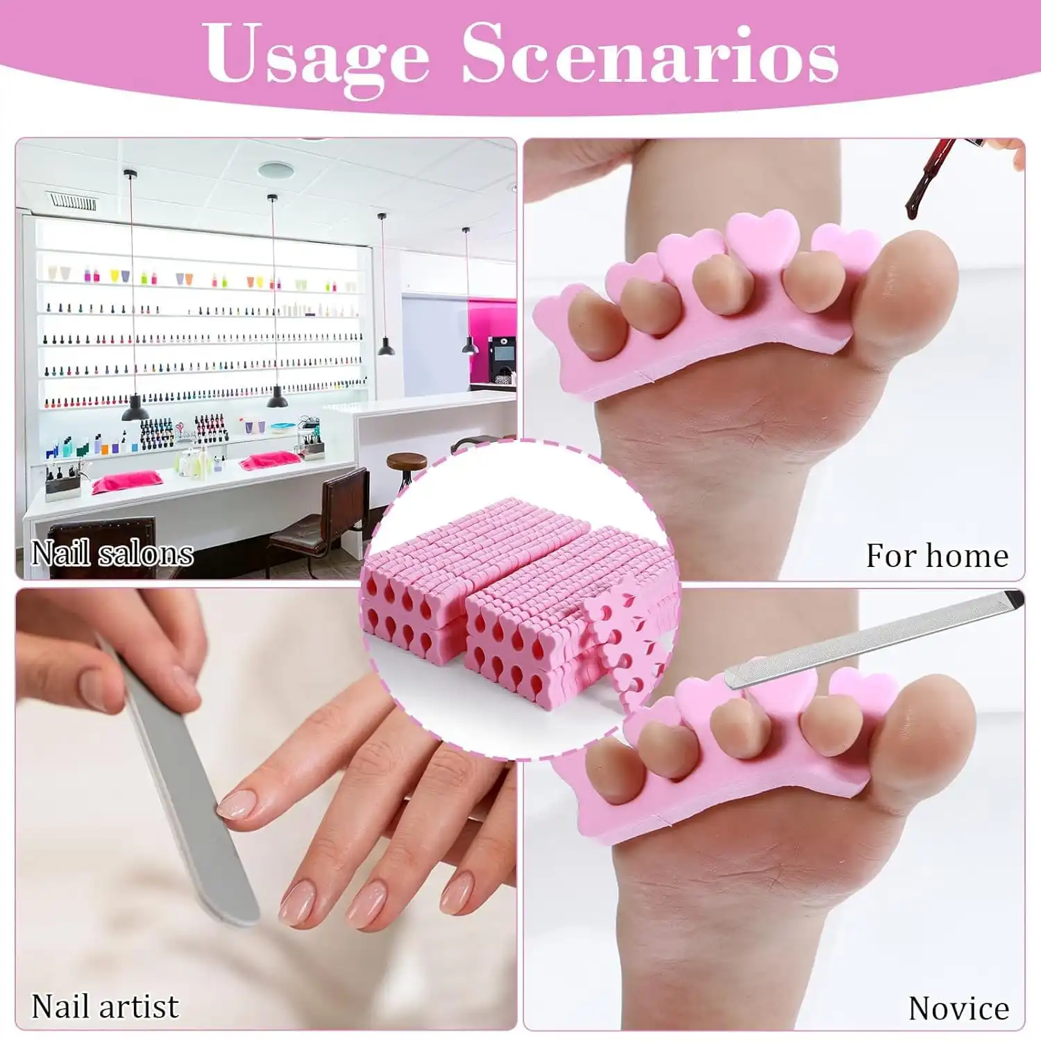 10/100/200pcs Pink Foam Toe Separators - Suitable For Manicure, Pedicure And Nail Art, Odorless Nail Polish Accessories, Comfortable Foam Finger Separators, Back To School Gift , Makeup Room Decor,Mak image 5