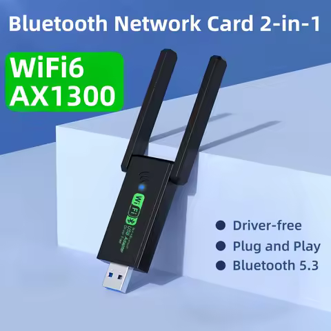 1300Mbps USB Adapter WiFi 6 Bluetooth 5.3 Network Card Dual Band 2.4G/5GHz Driver Free Wireless Receiver for Desktop Laptop PC