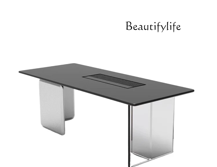 Italian high-end rock slab tea table and chair combination household balcony acrylic tea table