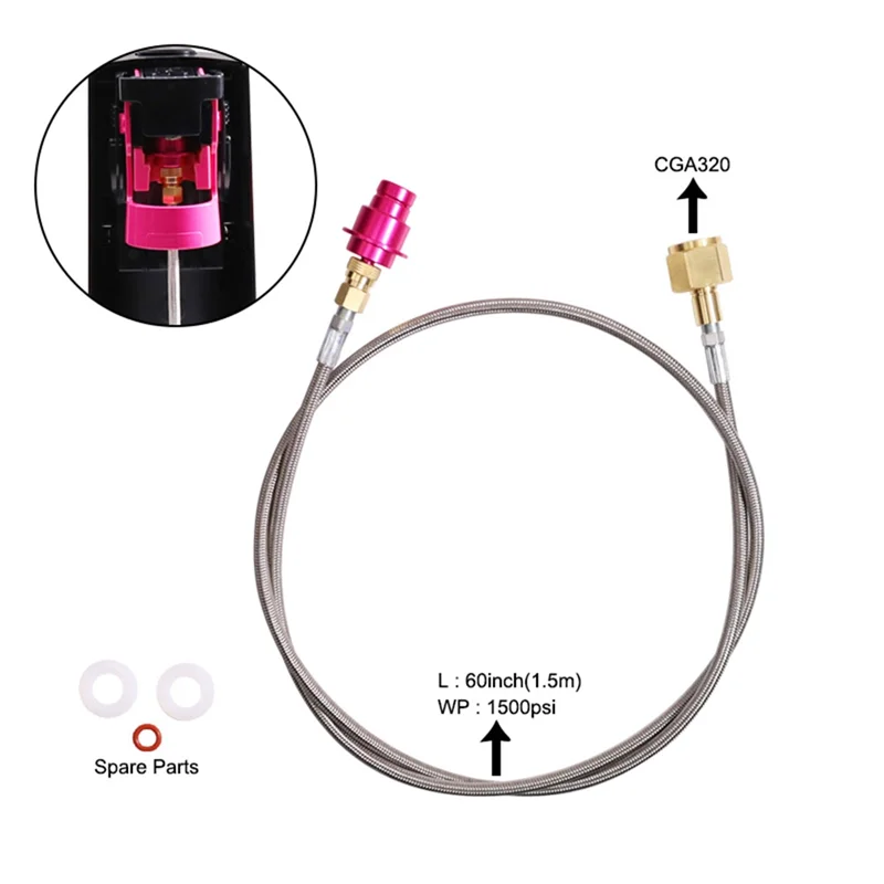 

P4-CGA320 Co2 Adapter Quick Connector Hose Compatible With For DUO/TERRA/ART Soda Machine Co2 Adapter Durable
