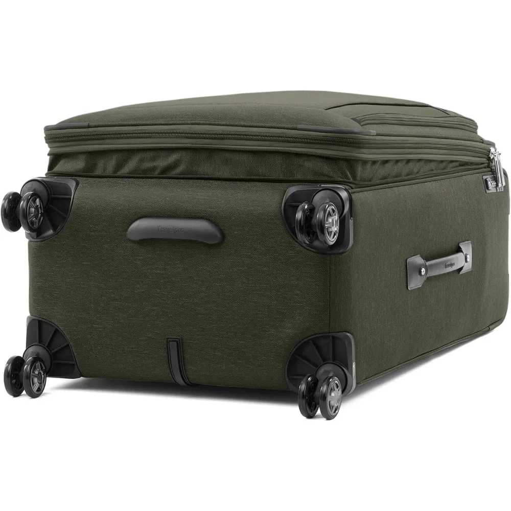 Maleta giratoria expandible grande de 8 ruedas con cerradura TSA, unisex, verde piloto, ideal para viajes