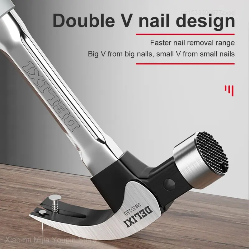 Youpin DELIXI Household Claw Hammer Multi-function Nail Hammer For Woodworking Hammer Tool High Carbon Steel Material Hand Tools