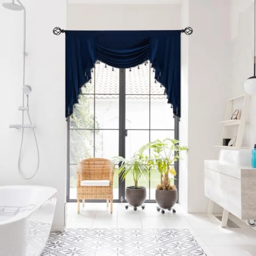 

Велюровые шторы-водопады для гостиной, кухонные панели, темно-синие, W39