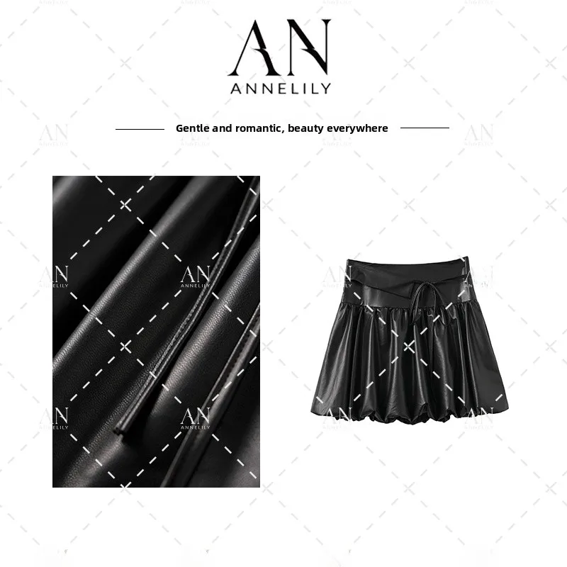 

Annelily Winter, новый дизайн, повседневная модная универсальная роскошная кожаная юбка со стойкой, микроэластичные джинсы с талией...