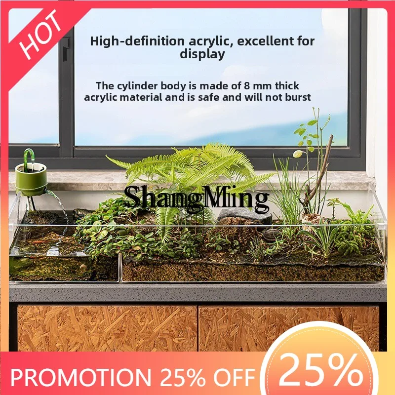 

SM Amphibious Tank Living Room Display Ecological Filtration Green Plant Landscaping Breeding Ornamental Acrylic Turtle