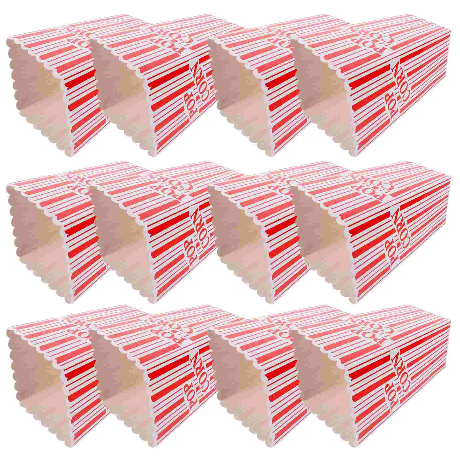12 Pcs 컨테이너 팝콘 상자 파티 레스토랑 식탁 접이식 디저트 장식 (대형 빨간색) 12pcs 연회 버킷 종이