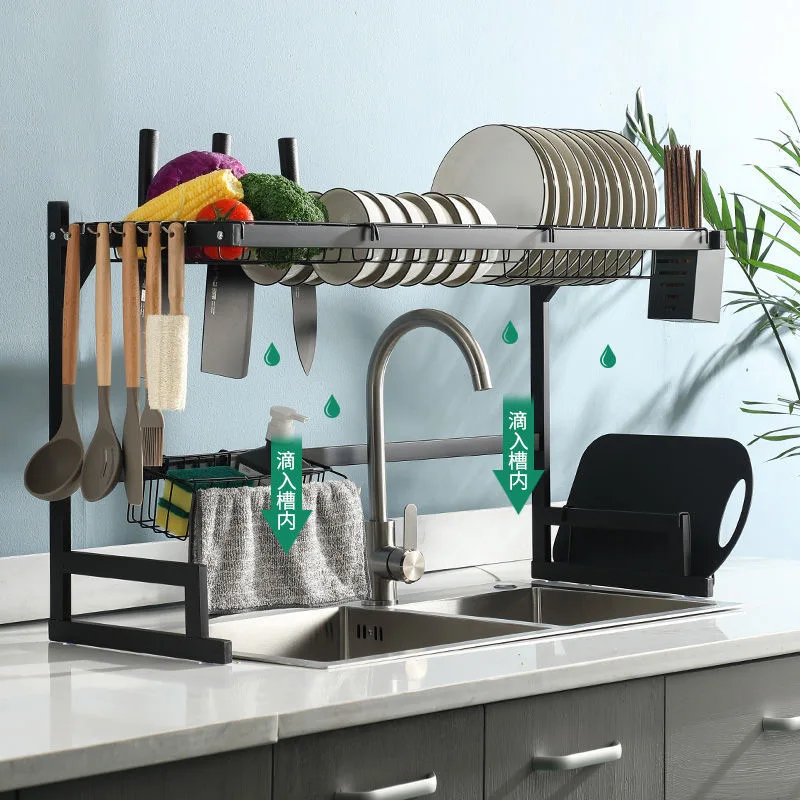 Kitchen Stainless Steel Dish Drain Rack sh Separation Storage Rack Adjustable Bowl Stacking