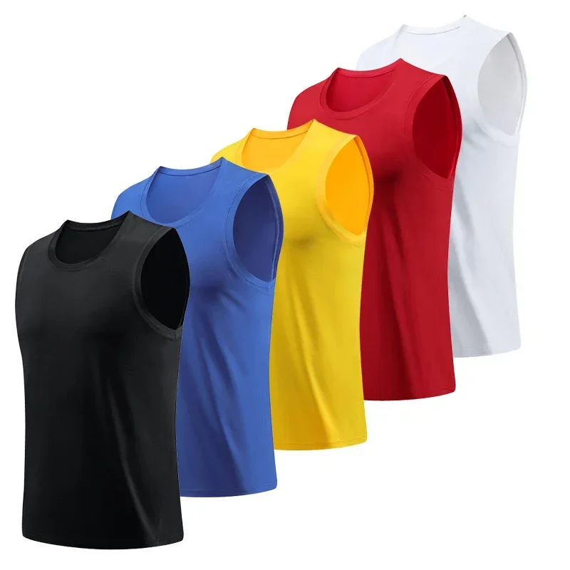 

2024 Sports Vest Men Summer Short-sleeved Gym Fitness Quick-drying Vest Sleeveless Loose Running T-shirt Basketball Training Top