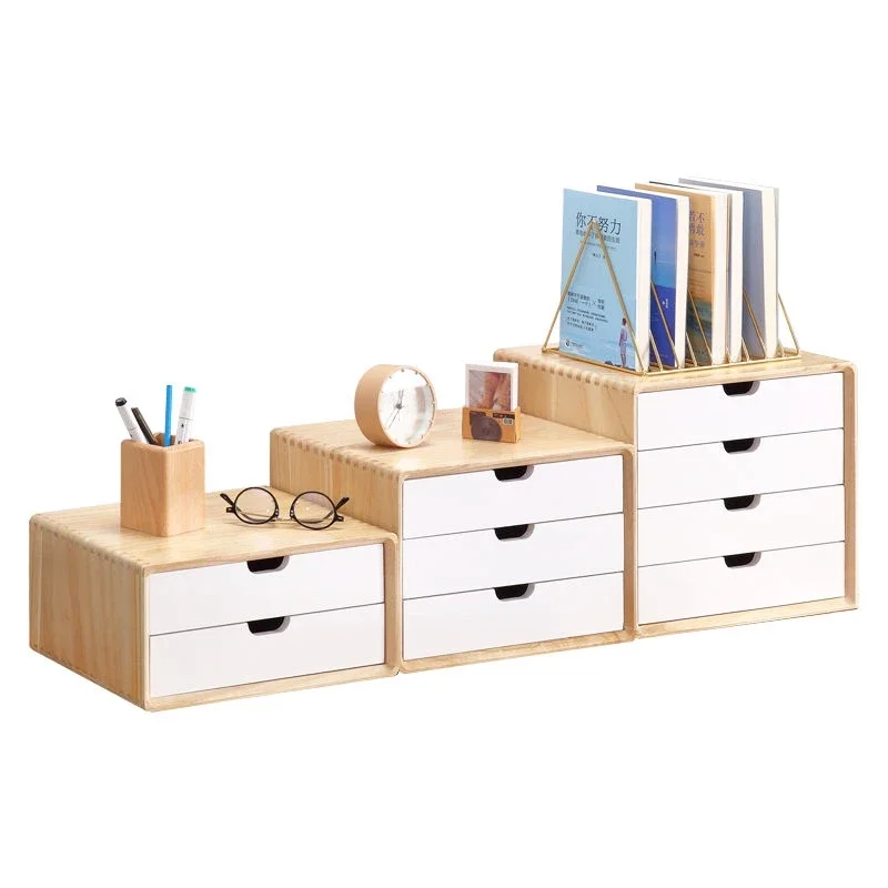 Solid Wood Desktop Storage Drawer Multi-layer Cabinet Office A4 Paper Box Nordic Style Functional Office Organizer Sleek Design