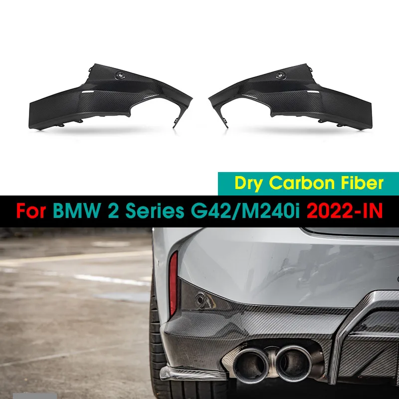 Real Dry Carbon Fiber Car Rear Bumper Splitters Lip For BMW 2 Series G42/M240i 2022-IN Rear Splitters Replacement Lip Apron Trim