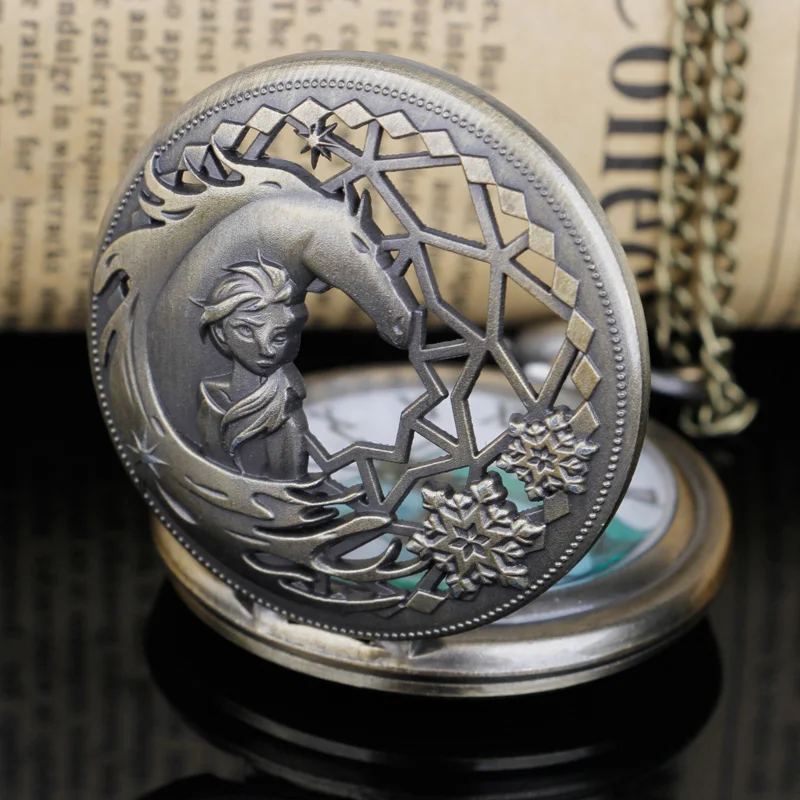 Relógio de bolso com movimento de quartzo estilo anime com corrente, colar retrô unissex com pingente, presente elegante e reloj de bolsillo retrô