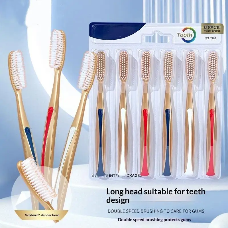 Amour Nook6 Pack Soft Bristle Toothbrushes Extra Long Curved Head Gentle Deep Cleaning For Daily Oral Care Whole Family Use