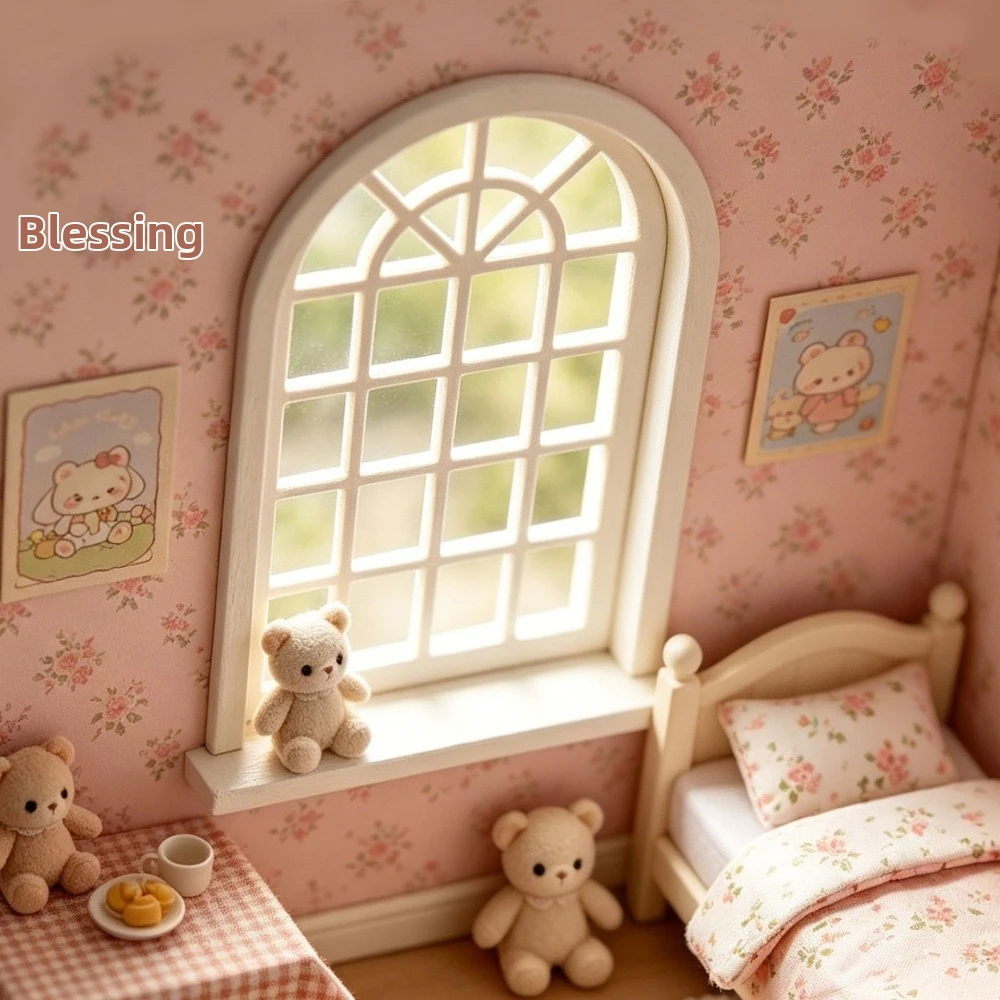 1:12 Dollhouse Miniature Model Window Mini European Style Door Frames Furniture Decor Retro Hollow Out Multicolors