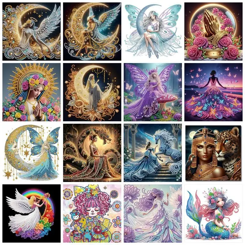 

CHENISTORY 5D Special Shape Diamond Mosaic Girl 5D DIY Diamond Painting Cross Stitch Embroidery Kit Bedroom Decoration Wall Art