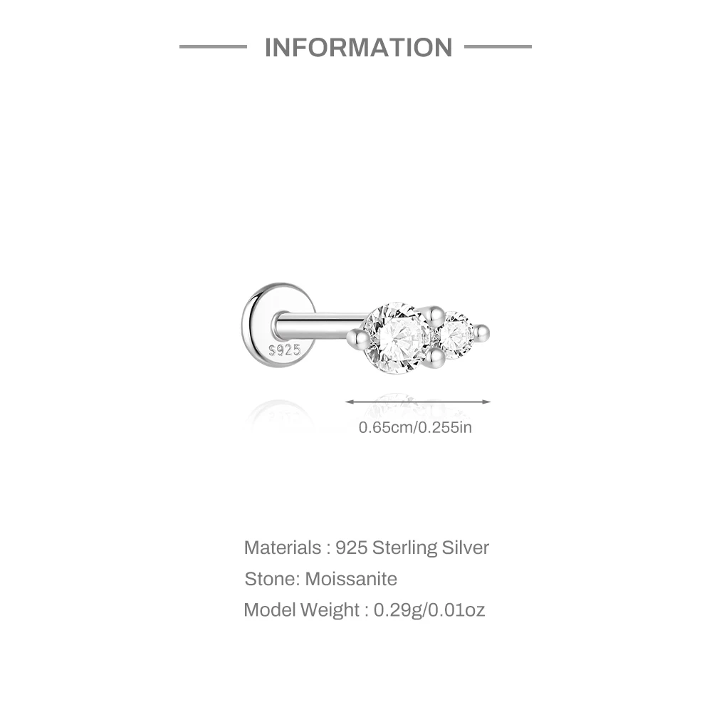 Aide Moissanite Diamond Stud Earrings for Women Orginal 925 Sterling Silver Screw Back Women Flat Back Moissanite Earring Jewel
