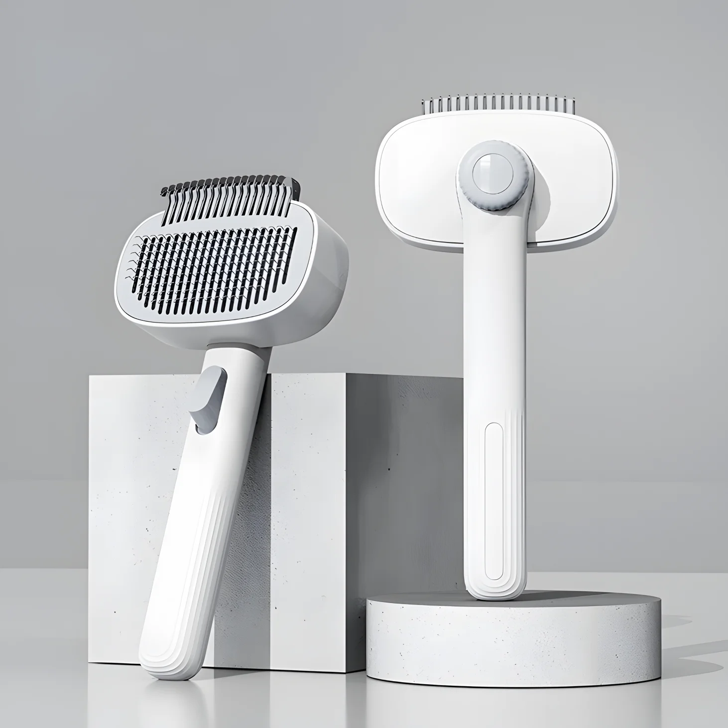 

3-in-1 Multi-Function Pet Grooming Brush for Dogs and Cats Adjustable Round Tip Comb with Dematting Blade and Self-Cleaning Hair