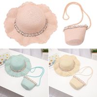 Boy Girls Panama Hat With Handbag Bags UV Protection Summer Baby Hat Flower Breathable Hat Straw Hat Sun Visor