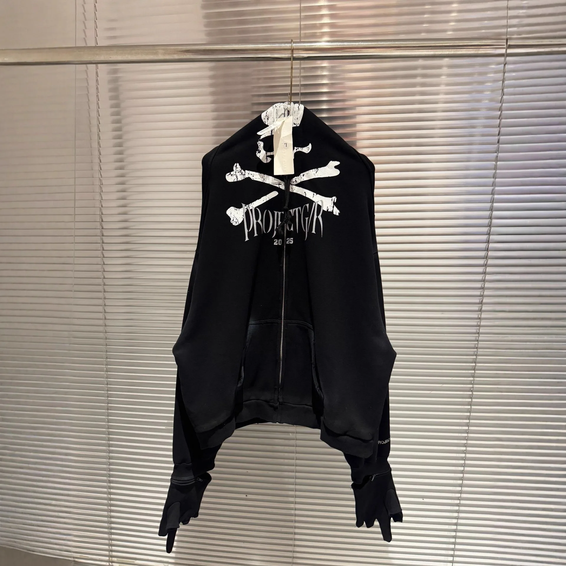 Hip Hop Bird Graphics Print Shoulder Drop Design Schwarz PROJECT G/R Zipper Hoodie Männer Frauen Top Qualität Baumwolle