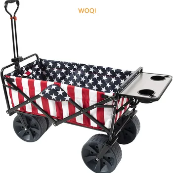미국 국기 패턴 접이식 야외 해변 왜건, 사이드 테이블 포함, 중국 제조 업체 Best5 미국 국기 패턴 접이식 야외 해변 왜건, 사이드 테이블 포함, 중국 제조 업체 Best5
