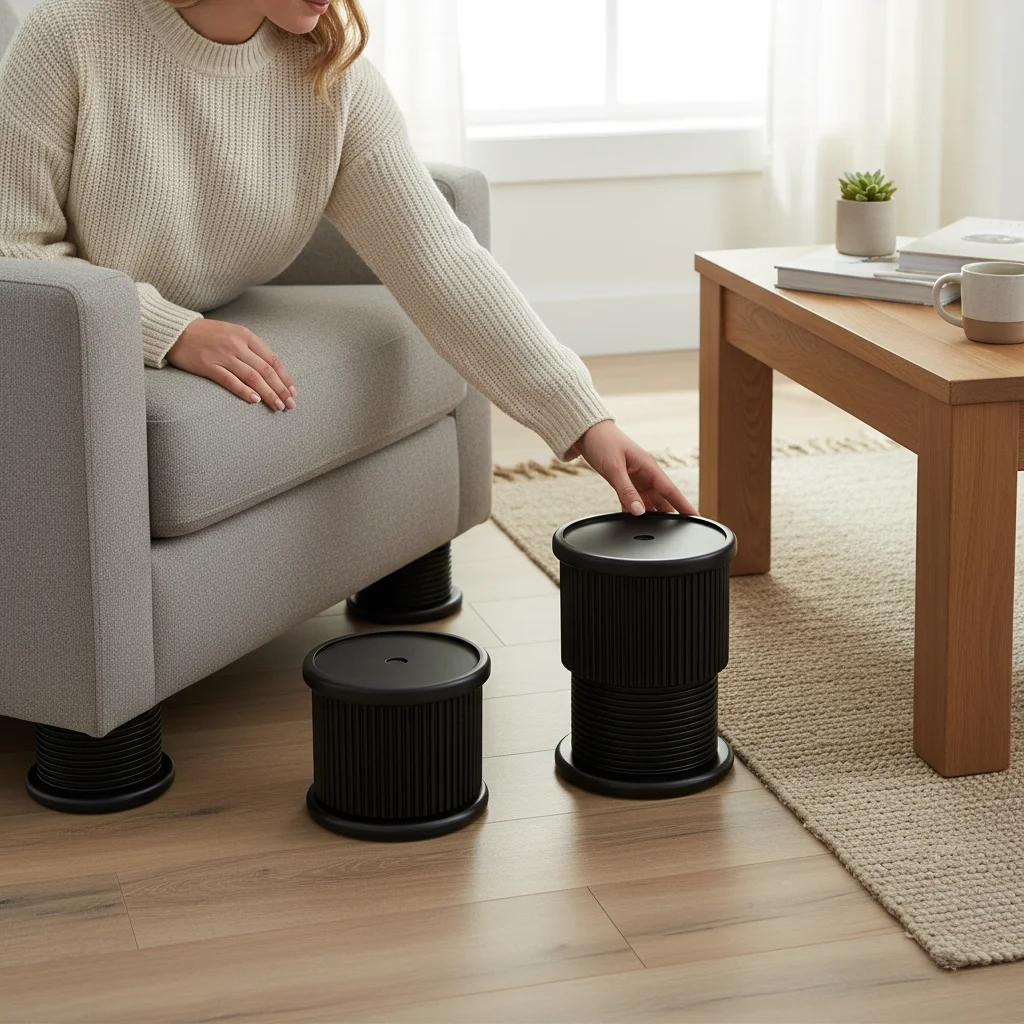 

4pcs Adjustable Furniture Support Legs No Drill, Non-Slip & Shock-Absorbing High Load-Bearing Height Furniture Risers