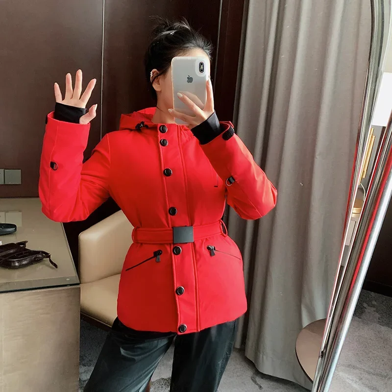 Outdoor Snow Hooded Women\'s Down Jacket with Belt 2024 New High-end Technology Three-proof Thickened Warm Winter Down Coats