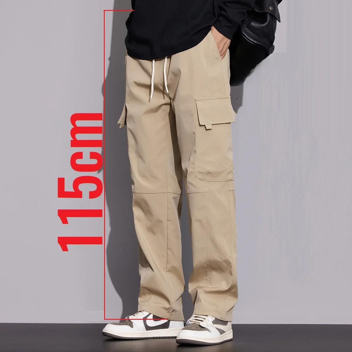 New in Tall Men Cargo Pants Elastic Waist Extra Long Length 115cm Male Waterproof Trousers Lengthened Slim Thin Leg 190cm 200 Cm