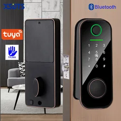 Tuya TTlock Smart Home Bluetooth Fechaduras de Impressão Digital, Senha Digital App Desbloqueio Remoto, Fechadura Eletrônica