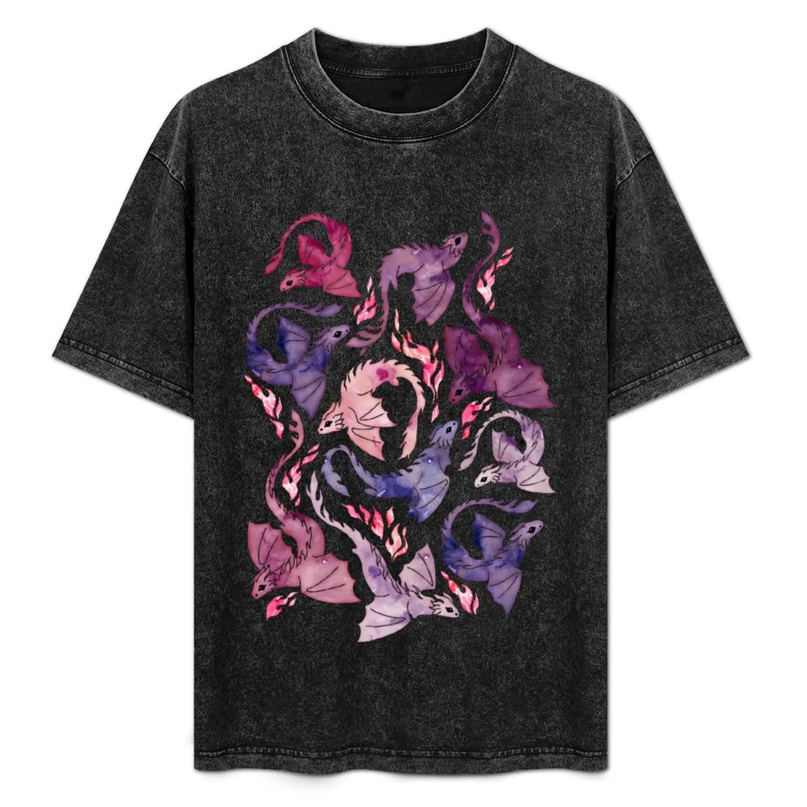 

Dragon fire pink & purple T-Shirt Casual Graphic Print Tee