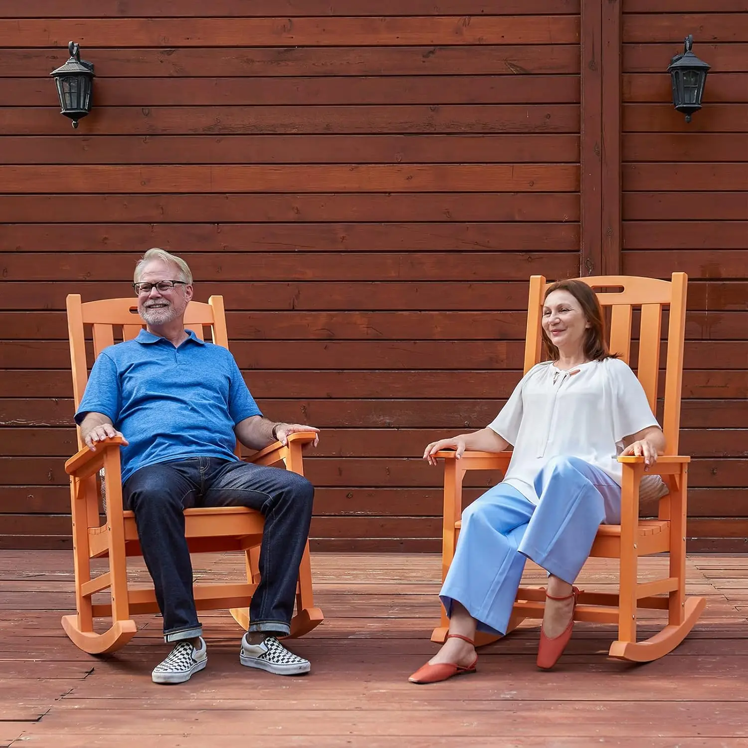 Oversized Outdoor Rocking Chair Set of 2 Porch Rocker with 21