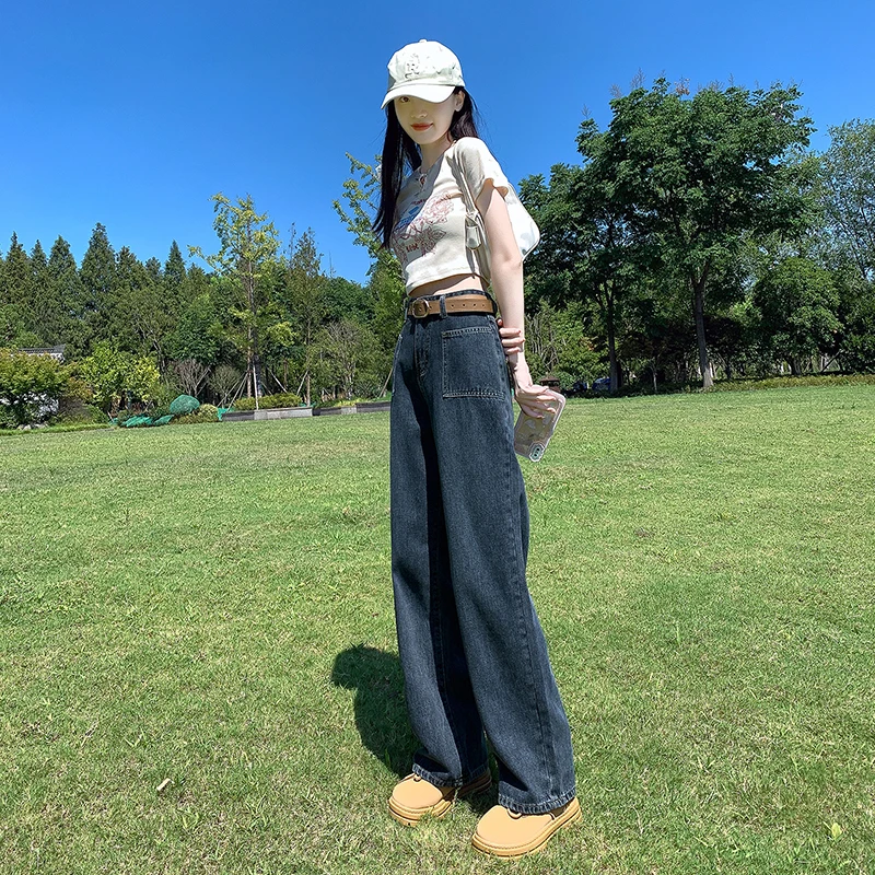 

High Waist Wide Leg Vintage Women Jeans Retro Loose Fit Trousers Flare Denim Pants for Women Casual Street Style Comfort