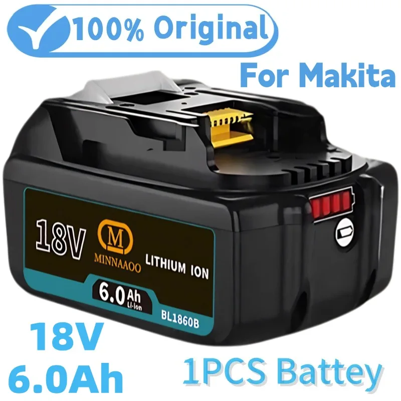 

100% оригинал для Makita, литий-ионный аккумулятор 18 В, 6,0 Ач, BL1860B BL1850 BL1840 BL1850B LXT, замена Аккумуляторный инструмент