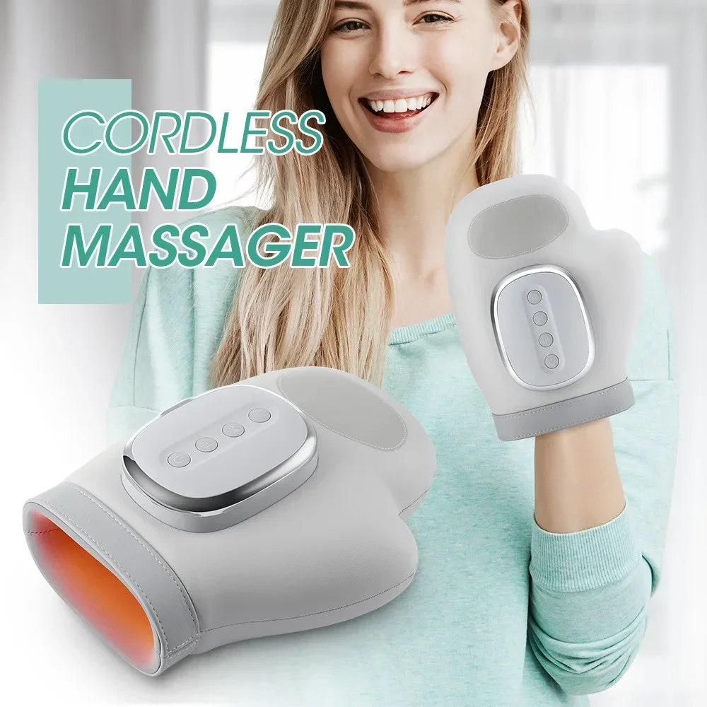 Electric Hand Massager Cordless Hand Massager with Vibration and Heat Air Compression Finger Massager for Arthritis Pain Relief