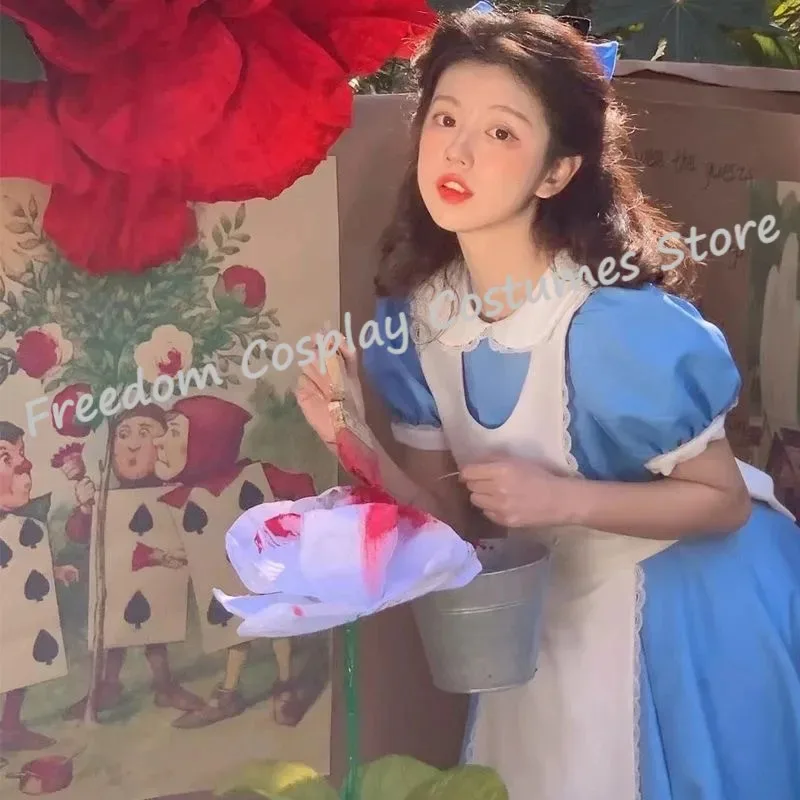 Adult Girl Blue Alice In Wonderland Halloween Costume For Adult  Party Lolita Maid Dress Cosplay Alice Wonderland Costume Girls