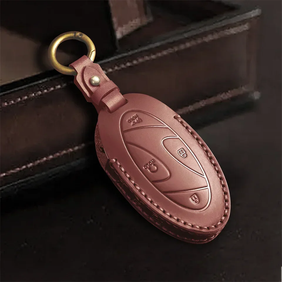 Car Key Case for Hyundai Grandeur GN7 2023 Kona Ev 2023 Leather Car Smart Romote Key Fob Cover Accessories Protection