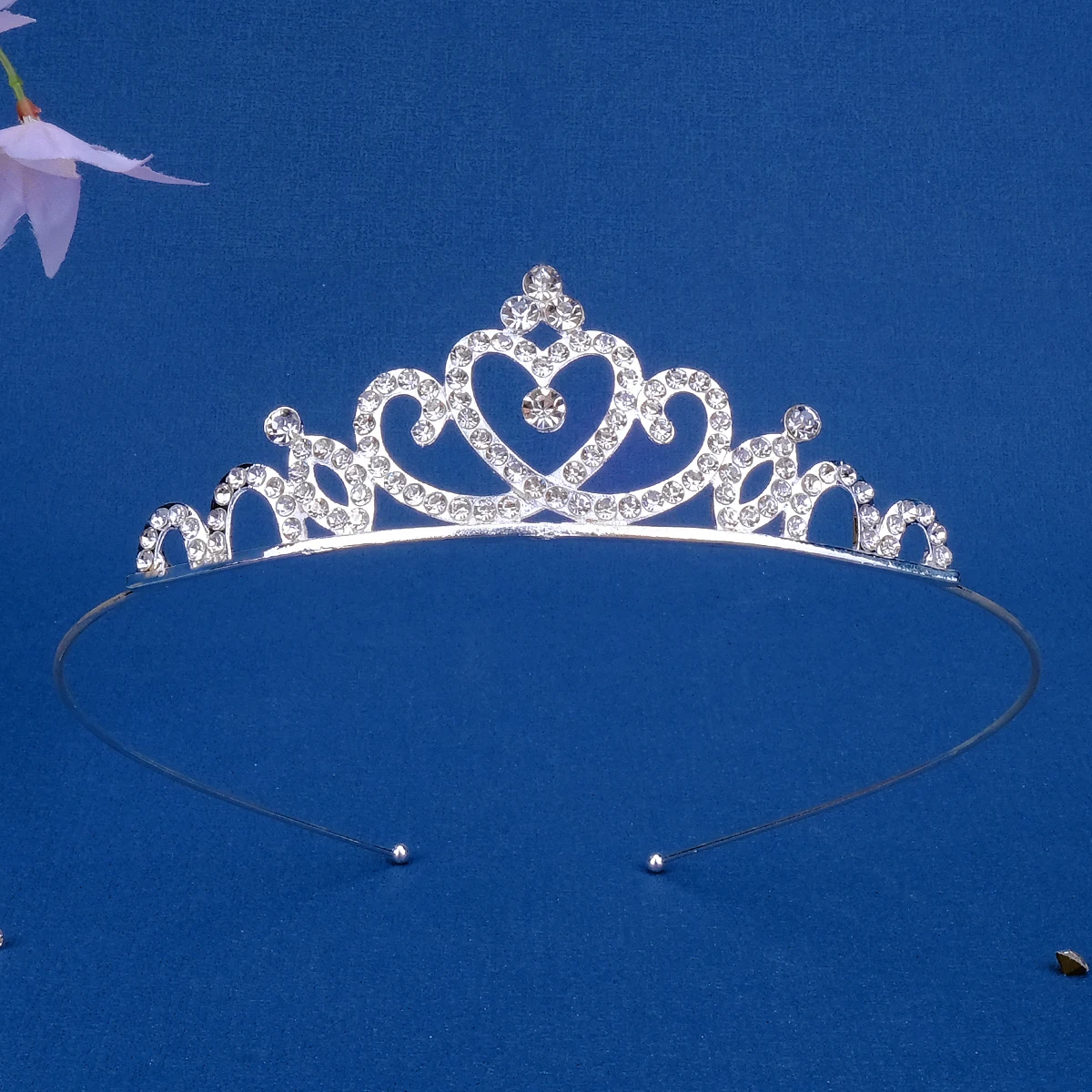 Classic Rose Gold Glitter Lucky Heart Crystal Mini Tiara Alloy Crown Women Party Performance Wedding Hair Band Hair Accessories image 3