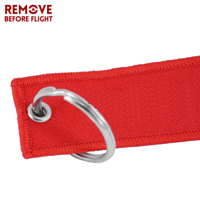 REMOVE BEFORE Flight Keychain for Aviation Gift Double Side Blank Black Red Grey Embroidery Keychain Luggage Tag Plain Key Chain